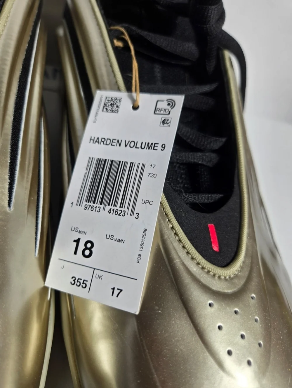 Adidas Harden Volume 9 Cyber Metallic Black Basketball Men’s Size 18 New JR2506